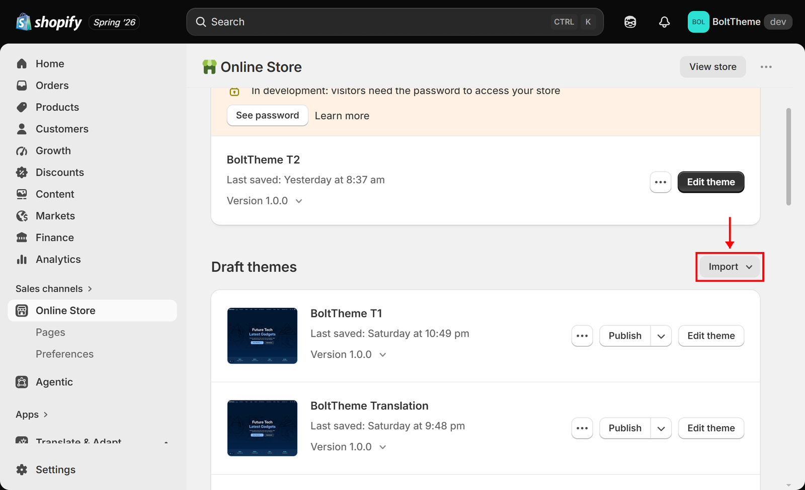 Themes page highlighting the 
